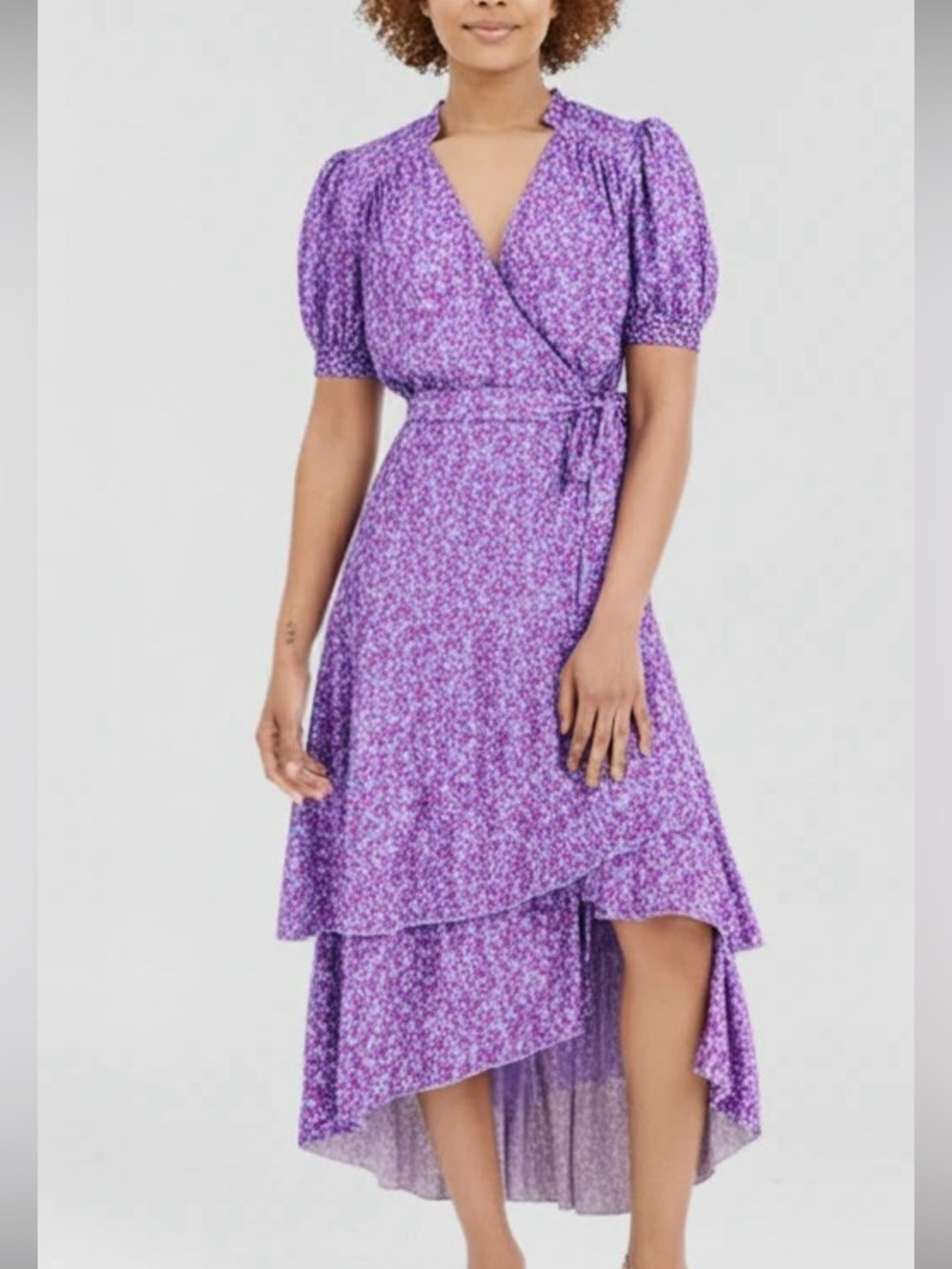 Draper James puff sleeve wrap dress, Size Large